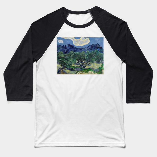 The Olive Trees Vincent van Gogh Baseball T-Shirt by ViktorDesignsGB